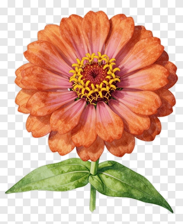 Watercolor Zinnia Flower PNG