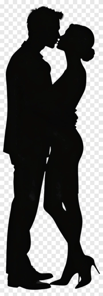 Silhouette Of A Kissing Couple PNG