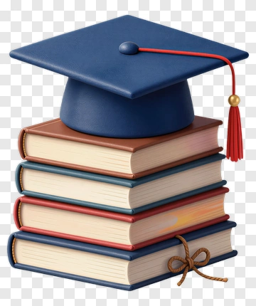 Graduation Cap On Stack Of Books PNG