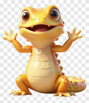 Yellow Cartoon Crocodile PNG
