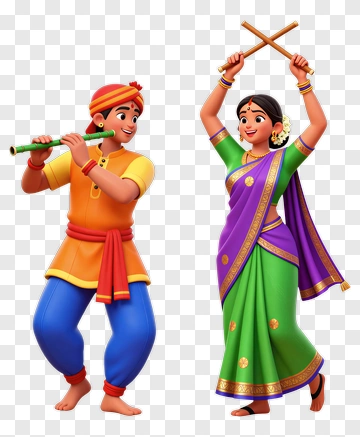 Boy And Girl Playing Traditional Instruments PNG