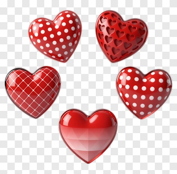 Red Hearts With Patterns PNG
