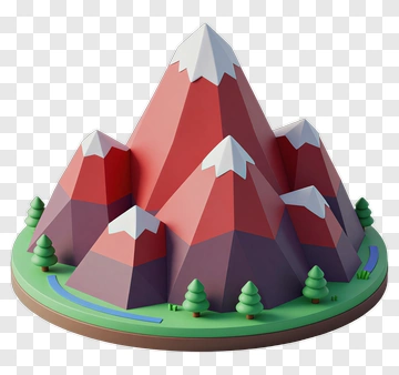 Red Mountain With Snow Peaks And Trees PNG