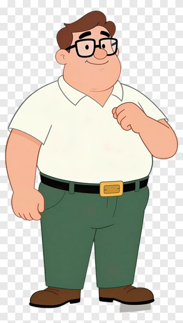 Cartoon Man With Glasses PNG