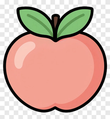 Pink Peach With Green Leaves PNG