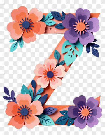 Floral Letter Z Decoration PNG