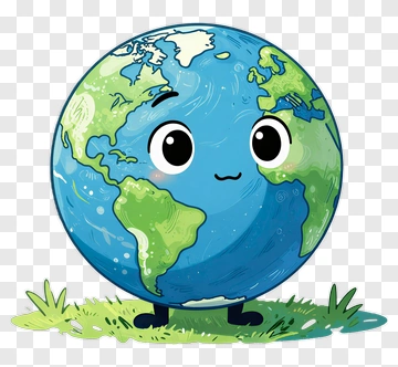 Cartoon Earth With Friendly Expression PNG