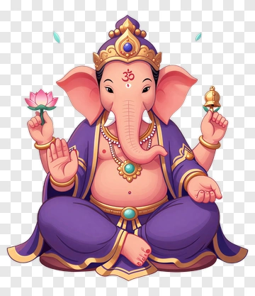 Ganesha In Purple And Gold Attire PNG