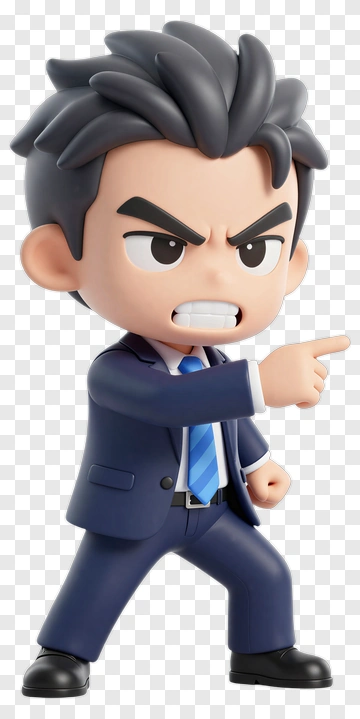 Chibi Businessman Pointing Angry PNG