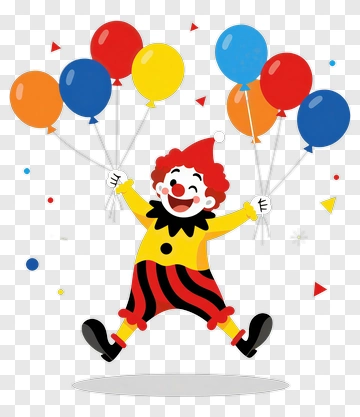 Happy Clown With Balloons PNG