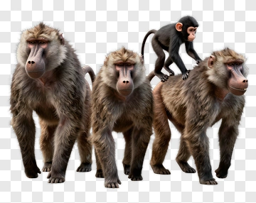 Group Of Baboons Walking Together PNG