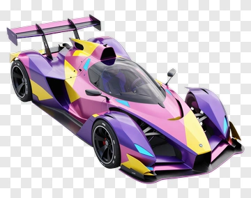 Purple Pink Yellow Race Car PNG