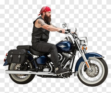 Bearded Man Riding Motorcycle PNG