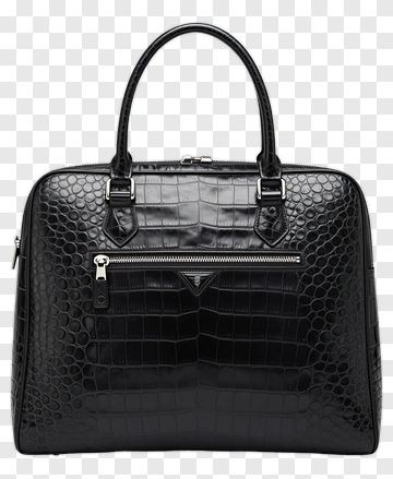 Black Crocodile Leather Handbag PNG
