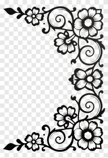 Black And White Floral Scrollwork Ornament PNG