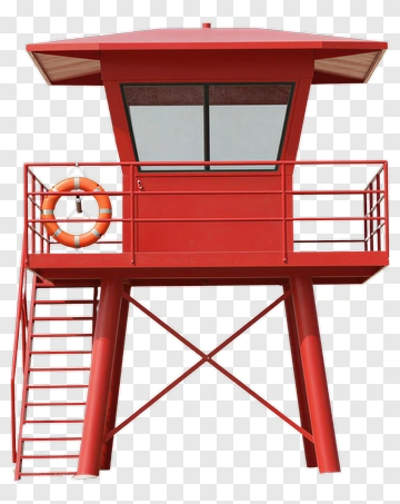 Red Lifeguard Tower On Beach PNG