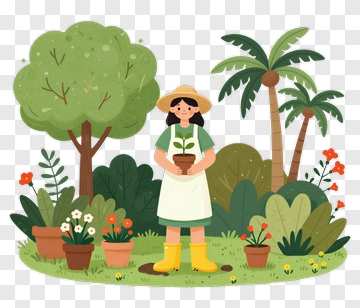 Gardener Holding A Potted Plant PNG