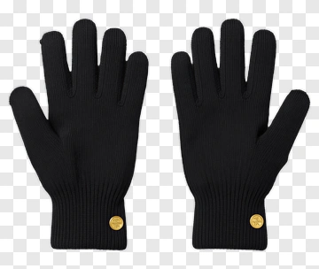 Black Knit Gloves With Gold Buttons PNG
