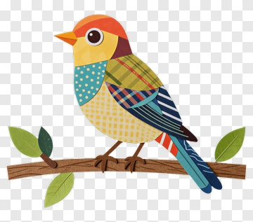 Colorful Paper Cutout Bird PNG