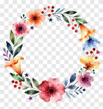 Watercolor Flower Wreath PNG