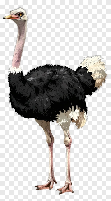 Ostrich With Black And White Feathers PNG