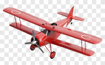 Red Biplane Model PNG