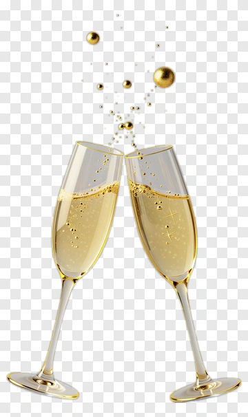 Champagne Glasses With Golden Bubbles PNG