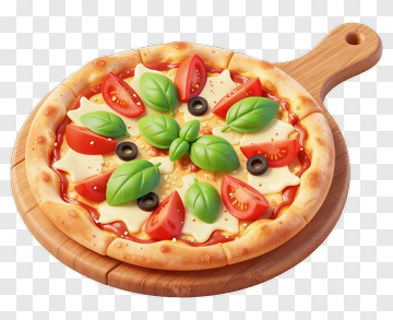 Vegetable Pizza With Basil And Tomatoes PNG