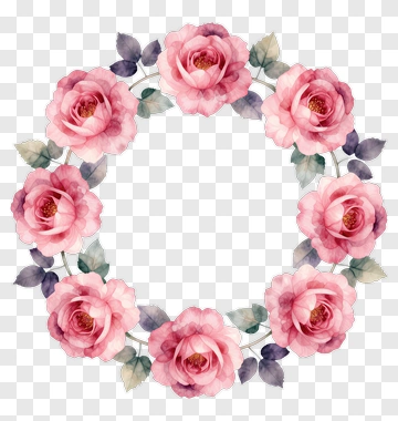 Pink Rose Floral Circle PNG
