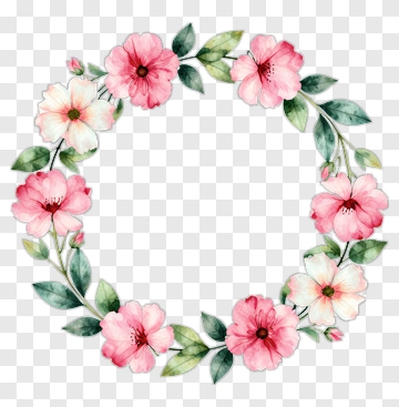 Watercolor Flower Wreath PNG