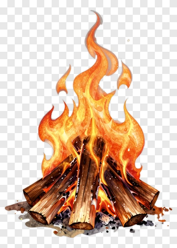Campfire With Flames And Wood PNG