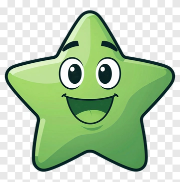 Green Star Cartoon Character PNG