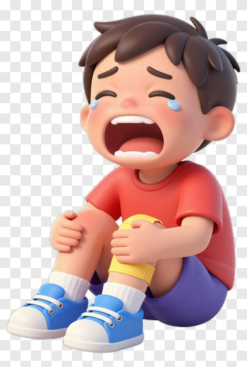 Crying Boy In Red Shirt And Blue Shoes PNG