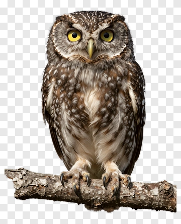 Owl Perched On Branch PNG