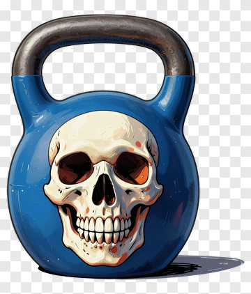 Blue Kettlebell With Skull Design PNG