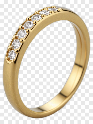 Gold Ring With Diamond Accents PNG