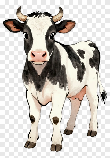 Hand-drawn Cow With Black And White Spots PNG