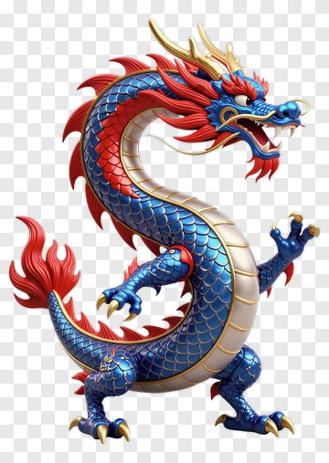 Blue And Red Dragon Figure PNG
