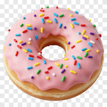 Pink Iced Donut With Colorful Sprinkles PNG