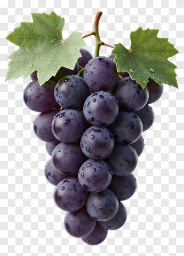 Cluster Of Purple Grapes With Green Leaves PNG