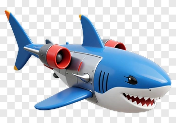 Blue Shark Toy Airplane PNG