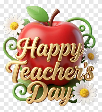 Happy Teacher's Day Apple Design PNG