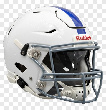 White Football Helmet With Blue Stripe PNG