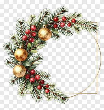 Christmas Wreath With Gold Ornaments PNG