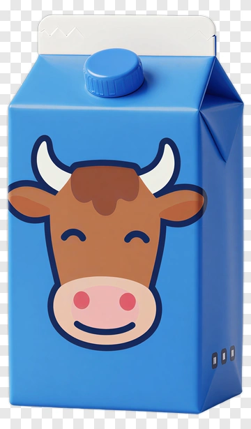 Blue Milk Carton With Cow Face PNG