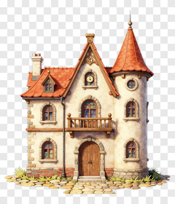 Whimsical Turreted Castle House PNG