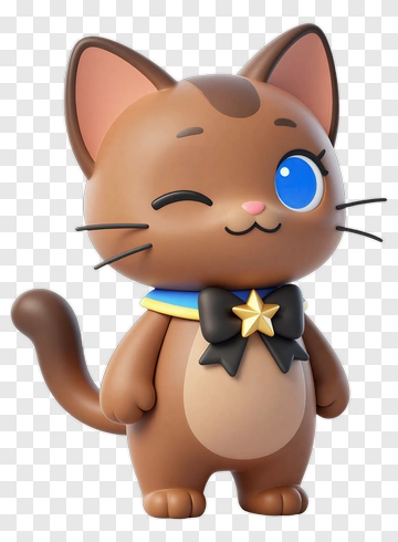 Cute Cartoon Cat With Star Bow Tie PNG