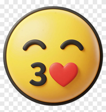 Kiss Emoji With Number Three And Red Heart PNG