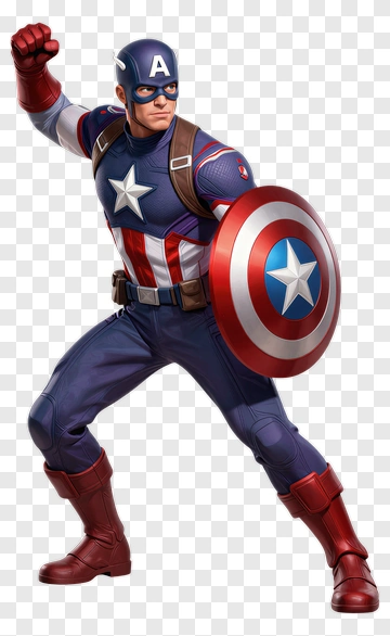 Captain America In Action Pose PNG