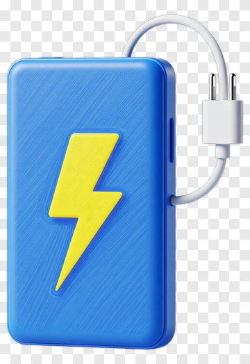 Blue Power Bank With Lightning Symbol PNG